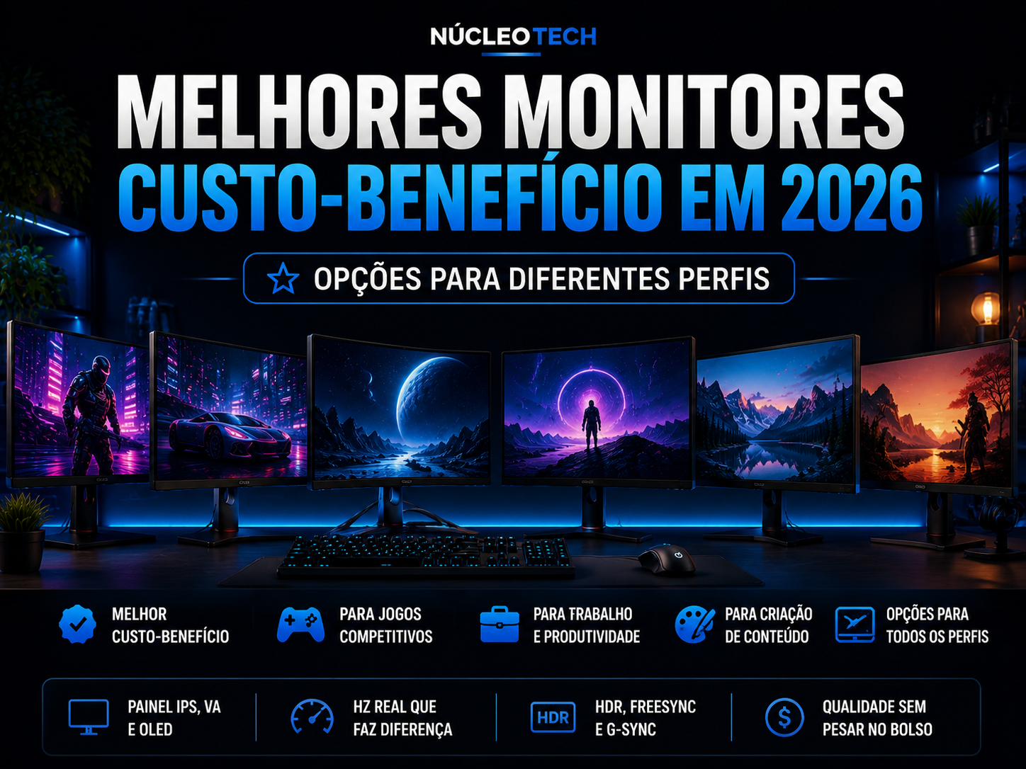 Melhores monitores custo-benefício em 2026 para diferentes perfis