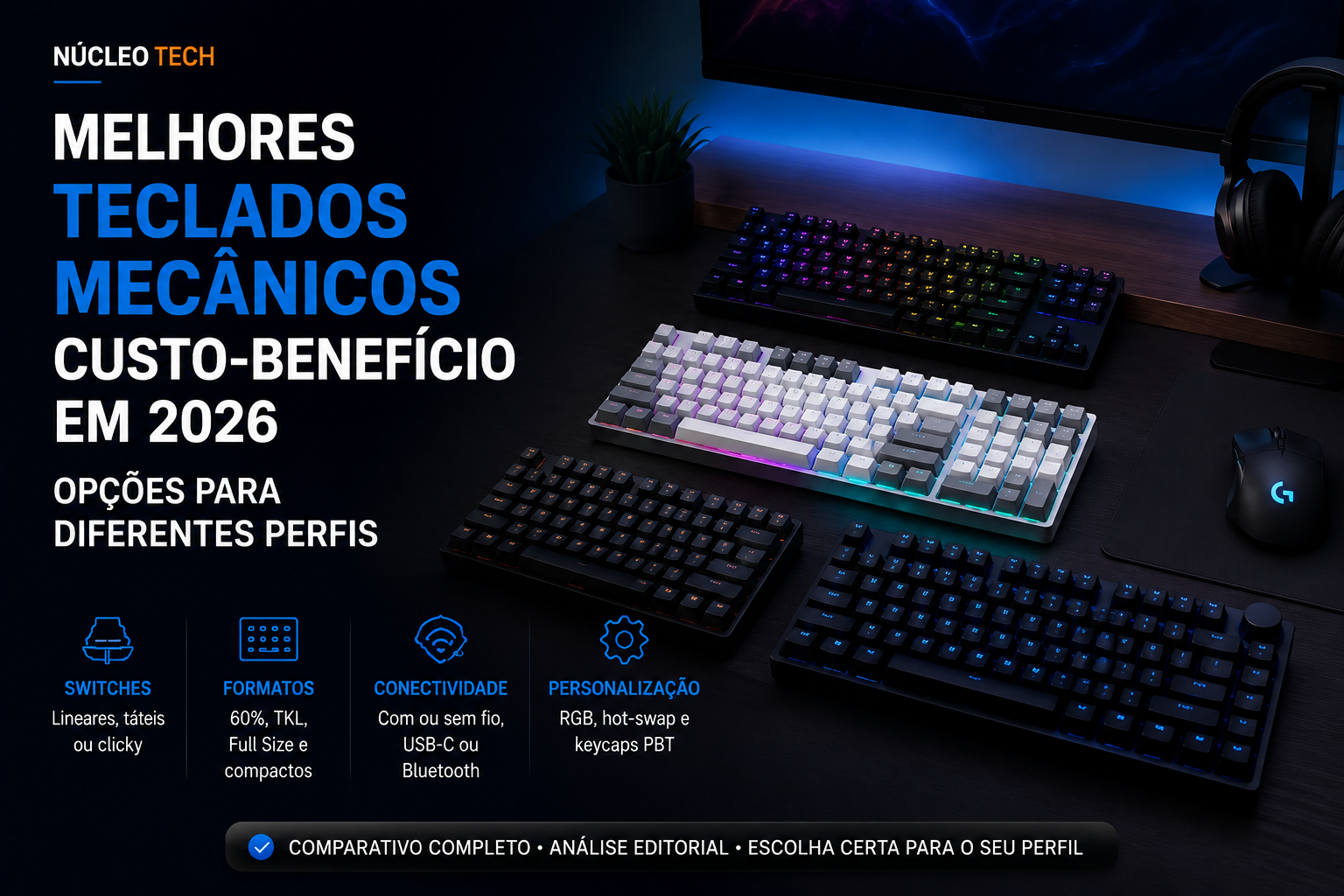 Melhores teclados mecânicos custo-benefício em 2026
