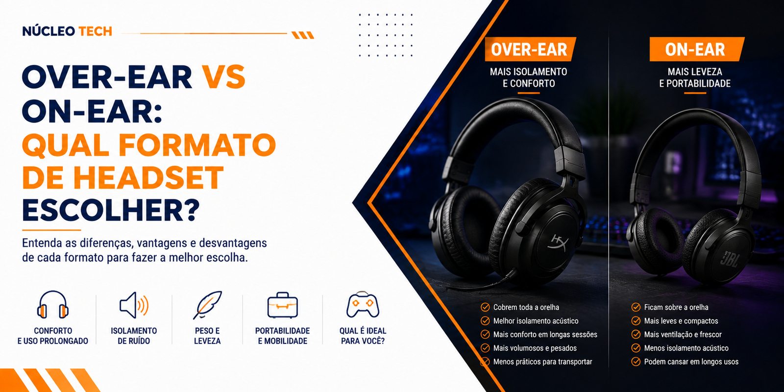 Over-ear vs on-ear: qual formato de headset escolher